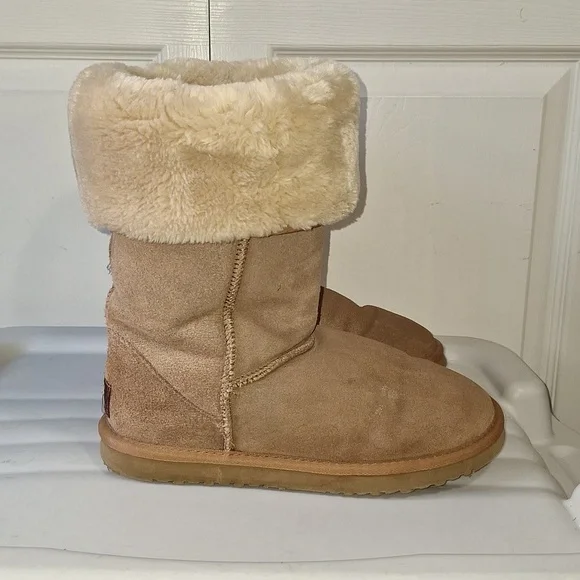 UGG Australia classic tall suede sheepskin leather faux fur boots - 9 -  tan - Picture 5 of 12